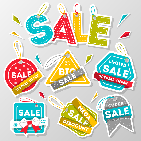 Sale tags sticker vector material