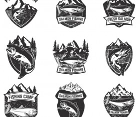 Samlon fishing labels design vector