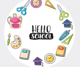 School frame with circle background vector