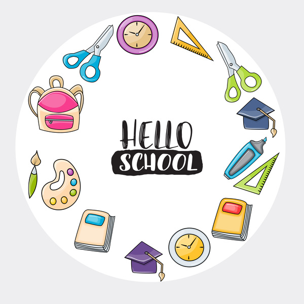 School frame with circle background vector