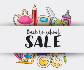 School sale background hand drawn vector 01