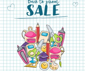 School sale background hand drawn vector 02