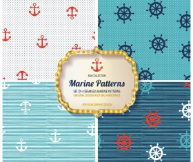 Sea seamless pattern vector material set 03