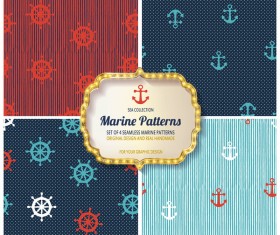 Sea seamless pattern vector material set 04