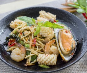 Seafood Pasta Stock Photo