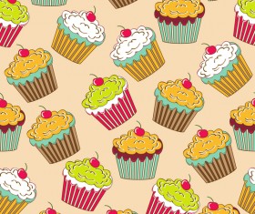 Seamless cupcake pattern vector