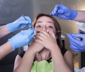See a dentist woman Stock Photo