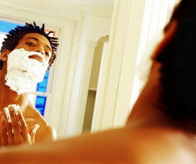 Shaving man Stock Photo