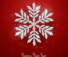 Silver snowflakes with red christmas vector 01