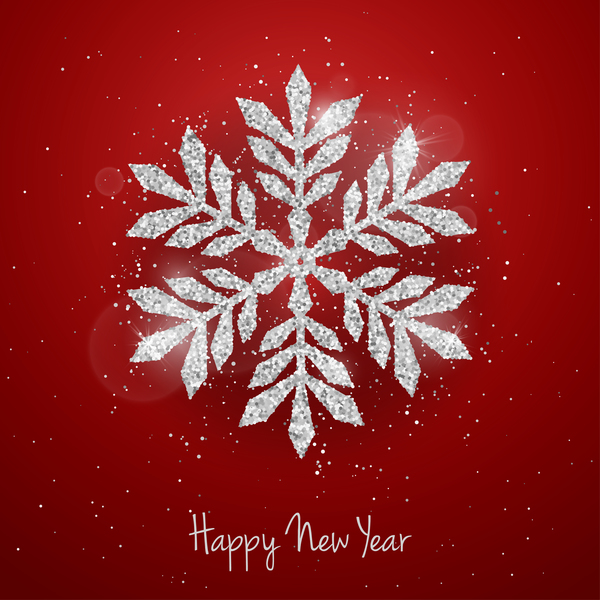 Silver snowflakes with red christmas vector 01