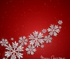 Silver snowflakes with red christmas vector 02