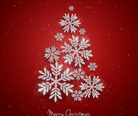 Silver snowflakes with red christmas vector 03