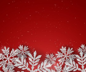 Silver snowflakes with red christmas vector 04