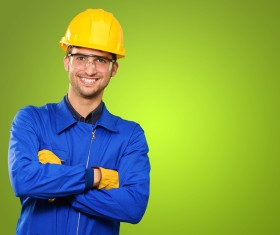 Smiling construction worker Stock Photo