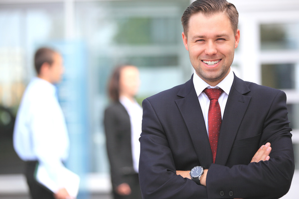 Smiling man wearing a suit Stock Photo