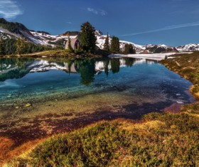 Snowy mountain streams Stock Photo