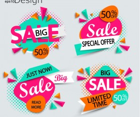 Special offer with big sale vector labels 01