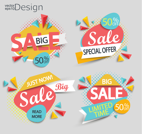 Special offer with big sale vector labels 02
