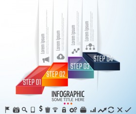 Steps with infographic template vector material 02