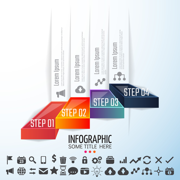 Steps with infographic template vector material 02