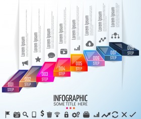 Steps with infographic template vector material 03
