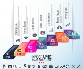 Steps with infographic template vector material 04