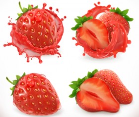Strawberry juice and splash vector
