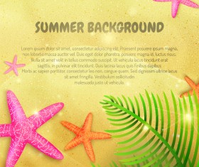 Summer beach background with starfish vector