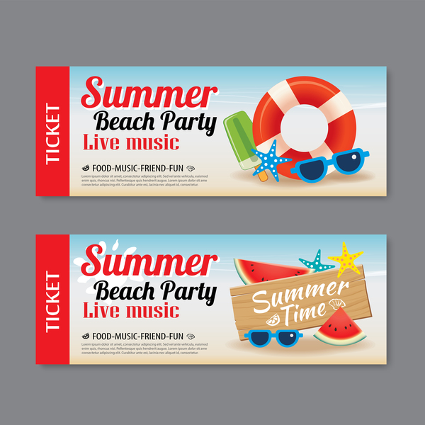 Summer beach party banners vector material 02