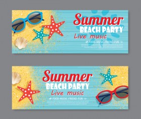 Summer beach party banners vector material 03