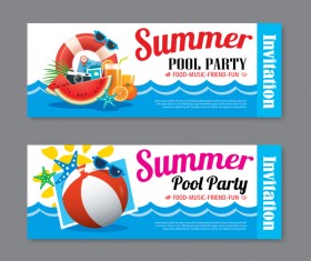 Summer pool party banners vector