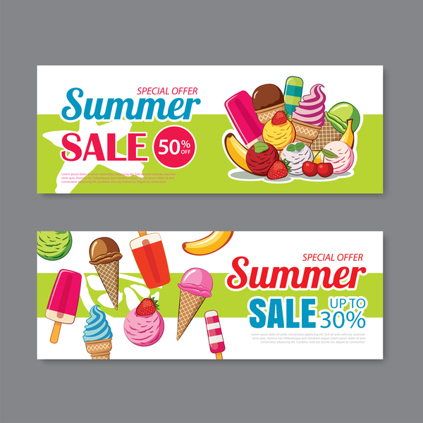 Summer special offer banners design vector 02