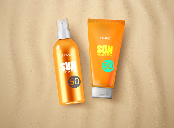 Sun potection cosmetics advertising poster vector 01