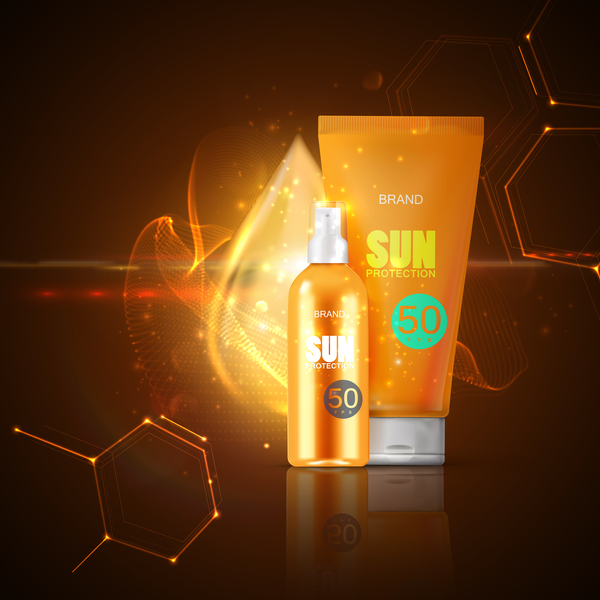 Sun potection cosmetics advertising poster vector 04