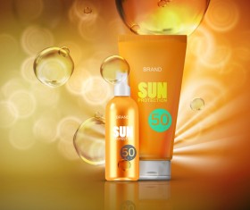 Sun potection cosmetics advertising poster vector 06