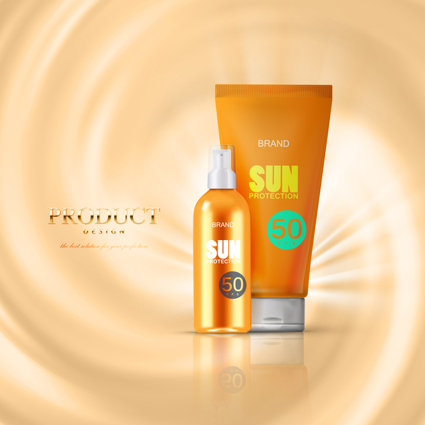 Sun potection cosmetics advertising poster vector 07