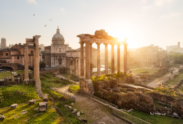 Sunlight in the Roman Forum Stock Photo