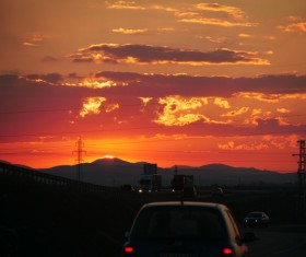 Sunset red sky Stock Photo