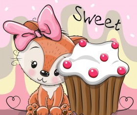 Sweet cupcake card vector 02