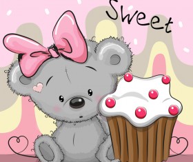 Sweet cupcake card vector 03