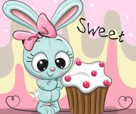 Sweet cupcake card vector 04