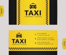 Taxi business card yellow with black color vector template 01