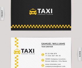 Taxi business card yellow with black color vector template 02
