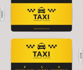 Taxi business card yellow with black color vector template 04