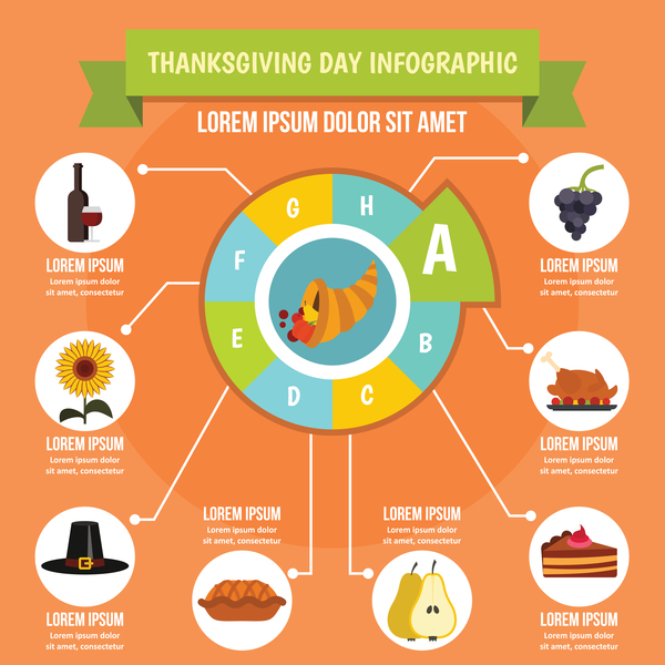 Thanksgiving infographic design vector