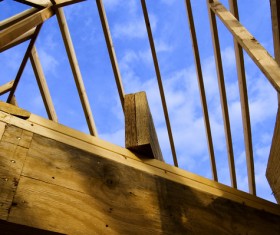 The construction of the wooden house Stock Photo 01