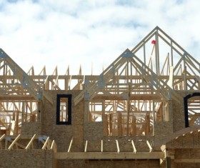 The construction of the wooden house Stock Photo 02