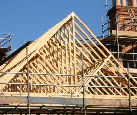 The construction of the wooden house Stock Photo 03