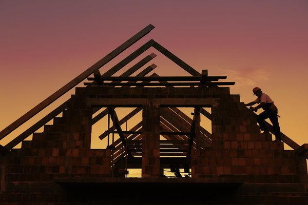 The construction of the wooden house Stock Photo 04