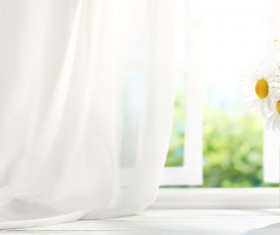 The floral arrangements on the windowsill Stock Photo